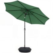 Boxed Outsunny 2.7 m Garden Parasol Umbrella with Cross Base and Sandbag, Retractable Ribs,