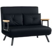 Boxed HOMCOM 4-in-1 Velvet-Feel Double Sofa Bed, with Pillows - Black RRP £239.99. Four-in-one
