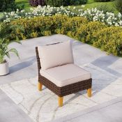 Boxed Premium All-Weather Wicker Outdoor Armless Lounge Chair Beige (LOC: SR6(2.4)-WO1716 - MP)