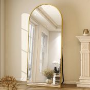 Boxed Arched Aluminum Alloy Framed Full Length Mirror with Stand Large Wall Mirror (LOC: SR6.6.5-
