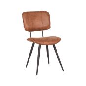 Boxed Kaibito 49cm H Genuine Leather Upholstered Metal Side Chair Cognac (LOC: SR6(5.1)-KK2567 -