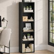 Boxed Gerardi 32cm W Standard Bookcase 132 cm H x 32 cm W Black (LOC: SR6(4.3)-KK4772 - MP)