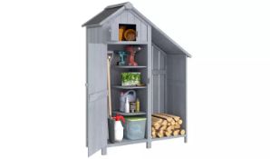 Boxed Outsunny Garden Outdoor Storage Shed with Firewood Rack - Grey and Black (LOC: SR6(1.4)-KK6235