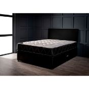 Boxed Palgrave Upholstered Divan Bed with Mattress Double (4'6) Sky Plush Velvet 2 drawers (LOC:
