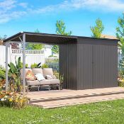 Boxed AECOJOY Outdoor Open-Sided Storage Shed Metal Shed (LOC: SR6.7.3-QA3907 - QP)