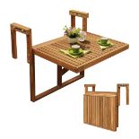 11 x Acacia wood hanging Balcony Table 45X60 cm with 3 Adjustable Heights, Golden Teak,FSC Acacia