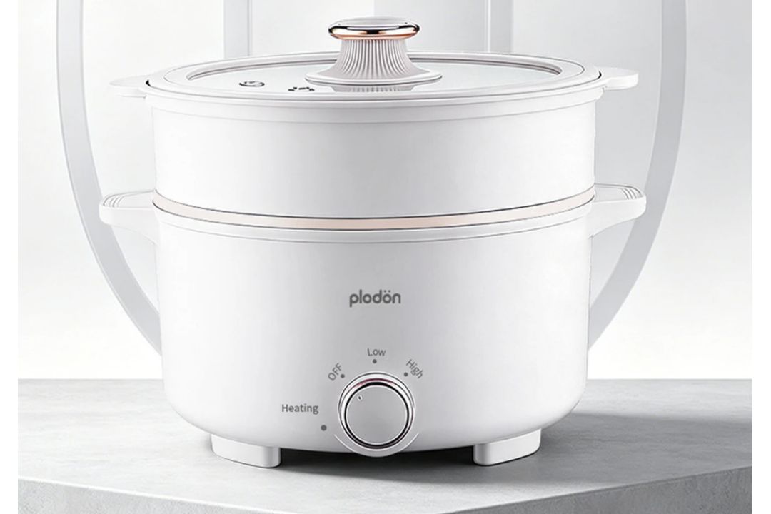 Boxed Plodon 1000W 2.8L Non-stick Multifunctional Electric Hot Pot with Steamer Travel Electric