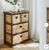 2 X BRAND NEW Hyacinth Hearts 2+2 Drawer unit RRP £119 EACH, Wooden frame, Seagrass baskets (LOC: