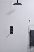 BRAND NEW VURTU Noir Concealed Thermostatic Triple Vertical Valve, 350(H) x 332(W), High/ Low