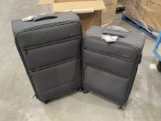 BRAND NEW BRITISH TRAVELER SET OF 2 24 AND 28 INCH BLACK LUGGAGE BAGS WITH SECURITY LOCKING RRP £229