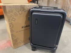 2 X BRAND NEW 20 INCH BRITISH TRAVELER LUGGAGE BAG DARK BLUE WITH SECURITY LOCK RRP £129 (LOC: 48.