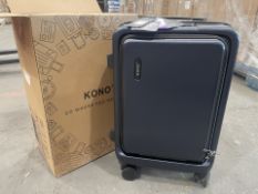 2 X BRAND NEW 20 INCH BRITISH TRAVELER LUGGAGE BAG DARK BLUE WITH SECURITY LOCK RRP £129 (LOC: 48.