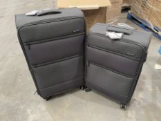 BRAND NEW BRITISH TRAVELER SET OF 2 24 AND 28 INCH BLACK LUGGAGE BAGS WITH SECURITY LOCKING RRP £229
