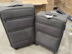BRAND NEW BRITISH TRAVELER SET OF 2 24 AND 28 INCH BLACK LUGGAGE BAGS WITH SECURITY LOCKING RRP £229