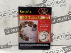 60 X BRAND NEW MAXIM SETS OF 4 BBQ TWIST SKEWERS, 15 INCH LONG SKEWERS NON STICK (LOC: 18.9-AA7763 -