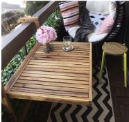 2 X BRAND NEW NTERBUILD Acacia wood Toronto Balcony Table 60X70 cm with 3 Adjustable Heights, Golden