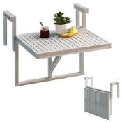 2 X BRAND NEW INTERBUILD Acacia wood Stockholm Balcony Table 60X70 cm with 3 Adjustable Heights,