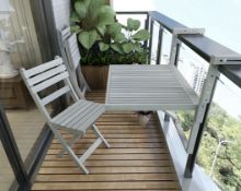 2 X BRAND NEW Acacia wood Toronto Balcony Table 60X70 cm with 3 Adjustable Heights, Dusk Grey,