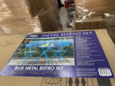 BRAND NEW Alpine Corporation 3-Piece Bistro Set with Folding Table and 2 Chairs, Durable Steel
