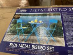 BRAND NEW Alpine Corporation 3-Piece Bistro Set with Folding Table and 2 Chairs, Durable Steel