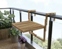 2 X BRAND NEW NTERBUILD Acacia wood Toronto Balcony Table 60X70 cm with 3 Adjustable Heights, Golden
