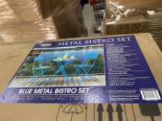 BRAND NEW Alpine Corporation 3-Piece Bistro Set with Folding Table and 2 Chairs, Durable Steel