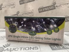 12 X BRAND NEW GARDENKRAFT PACKS OF 2 BRIGHT WHITE 100 LED STRING SOLAR LIGHT SETS (LOC: 18.19-