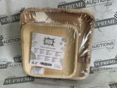 24 X BRAND NEW PACKS OF 24 CHIC LEAF PALM LEAF PLATES IN SIZES 25.4 AND 17.8CM RRP £21 EACH (LOC: