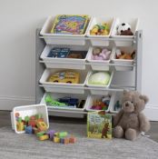 3 X BRAND NEW Humble Crew Children's Shelf, Toy Organiser Shelf with 12 Storage Boxes, Grey/White