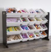 3 X BRAND NEW Humble Crew Children's Shelf, Toy Organiser Shelf with 20 Storage Boxes, Espresso/