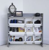 2 X BRAND NEW Humble Crew Children's Shelf, Toy Organiser Shelf with 9 Storage Boxes, Grey/White RRP