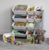 3 X BRAND NEW Humble Crew Children's Shelf, Toy Organiser Shelf with 12 Storage Boxes, Grey/White
