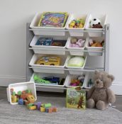 3 X BRAND NEW Humble Crew Children's Shelf, Toy Organiser Shelf with 12 Storage Boxes, Grey/White