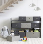 3 X BRAND NEW Humble Crew Children's Shelf, Wooden Toy Organiser Shelf, 9 Fabric Bins, Grey RRP £