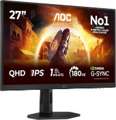 Boxed AOC Q27G4XD 27 inch WQHD Gaming Monitor 180Hz, Fast IPS Panel, 1ms GtG, HDR400, G-Sync