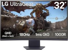 Boxed LG UltraGear Curved Gaming Monitor 32GS60QC, 32 inch, 1440p, 180Hz, 1ms Response Time, VA