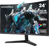 Boxed KOORUI 24 Inch Gaming Monitor, 180Hz Curved Monitors, 1ms FHD 1080P 1500R (LOC: SR9(6.20)-