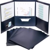 33 x BRAND NEW Juvale 24-Pack Bulk Navy Blue Tri-Fold Paper Folders with Pockets, 11.5 x 9 Inches (