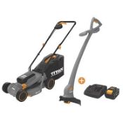Titan 18V Li-Ion TXP Brushless Cordless Lawnmower & Grass Trimmer Set (LOC: SR9.5.8-QA4357 - 1LP)