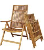 2 X BRAND NEW INTERBUILD REAL WOOD Stockholm Acacia wood 5-Position Chair RRP £179 PER PIECE, We are