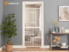 Boxed unipaws 74" High Extra Tall Cat Pet Gate with Doors Locks Narrow Bar Spacing (LOC: SR6.5.6-
