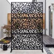 Boxed 183cm H Metal Outdoor Privacy Screen With Rustproof And Freestanding Louvered Fence Panel (