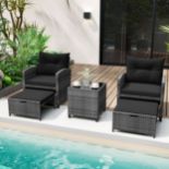 Boxed 5 Piece Wicker Patio Furniture Set with 2 Cushioned Chairs (LOC: SR7BW-QA4566 - MP)