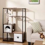 Boxed 131CM Tall Wooden Cat Tree with Metal Frame Sisal Scratching Posts (LOC: SR7.2.6-QA4557 - 1P)
