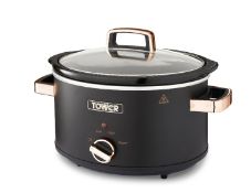Tower Slow Cooker 3.5 Litre T16042BLK Cavaletto Range in Black and Rose Gold, This Tower Cavaletto