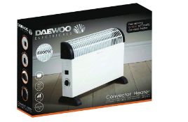 Daewoo 2000W Convector Heater in White 3 Heat Settings, 750W/1250W/2000WAdjustable