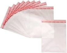 10 X BRAND NEW PACKS OF 500 CLEAR WITH PERF HANGING STRIP RETURNS POLYBAGS (LOC: 18.7-AA7112 - 3P)