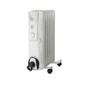 Daewoo 7 Fin Oil Filled Radiator 1500W Portable 3 Heat Settings White, The Daewoo 7-fin oil filled