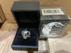 3 x Rogue & Wolf Cat Skull Ring Mirror Steel, Size US7, Add a little morbid glamour to your look