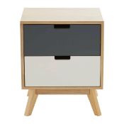 Boxed Watson 2 Drawer Bedside Table RRP £79, This chest has a mid-century modern look and an updated